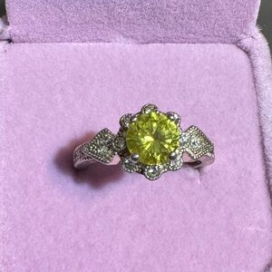 Elegant Silver and Yellow Topaz Ring